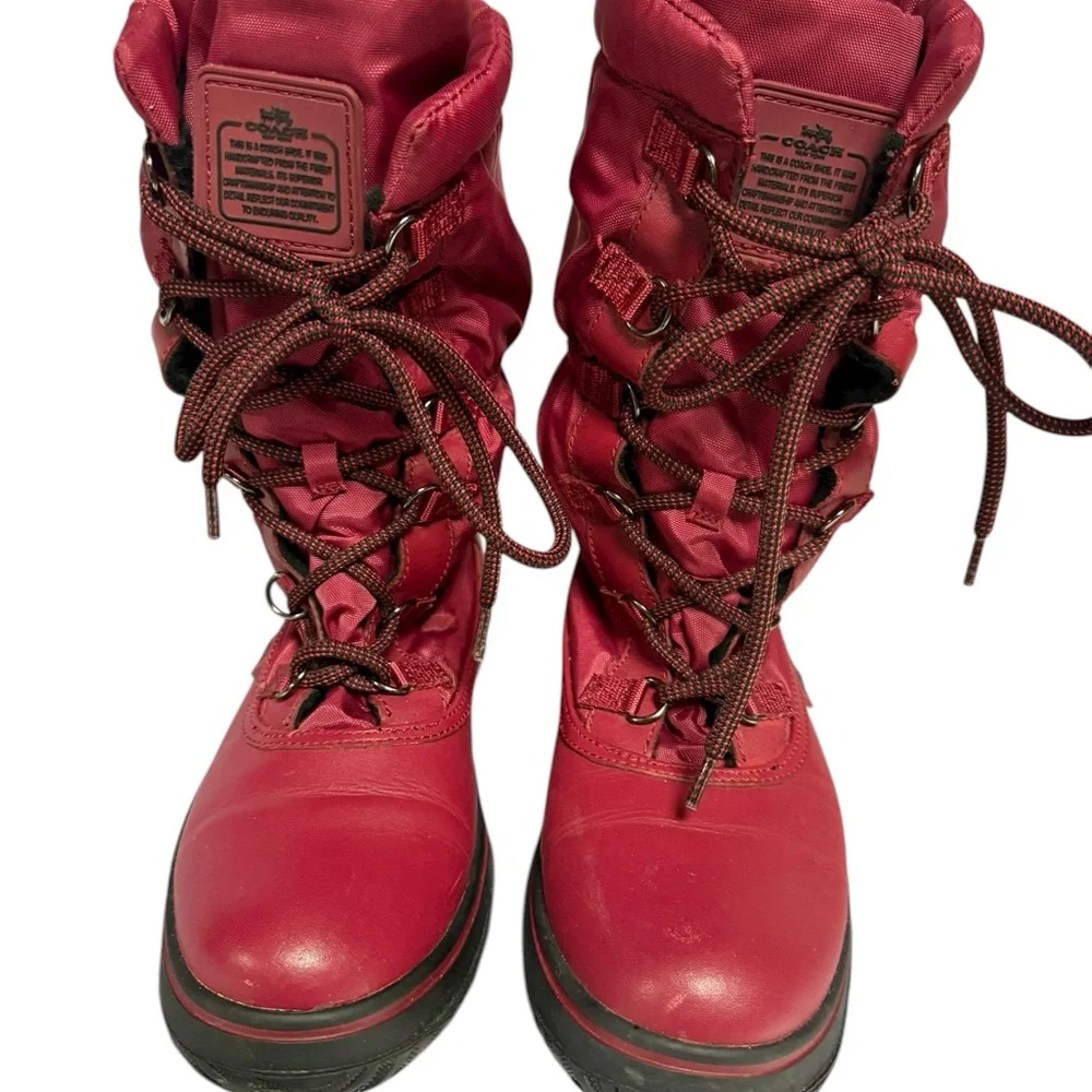 Coach Sage Burgundy Winter Snow Boots 7.5B - Picture 4 of 9